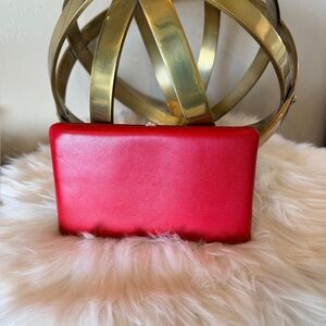 Bosca Red hard leather Vintage Gold Hard Frame Wallet